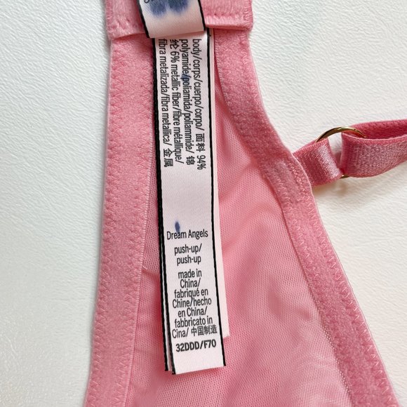 NWOT Victoria's Secret Bra 32DDD Dream Angels Push-Up Pink Lace B555 - Picture 6 of 7